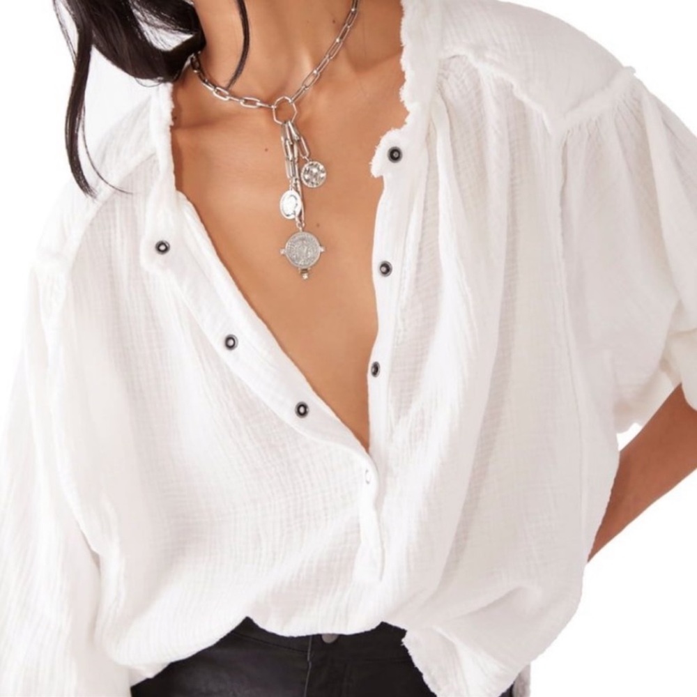 We The Free Beach Day Cotton Pullover Top - White Size XS